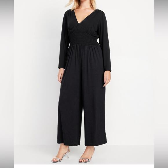 Old Navy black Waist-Defined V-Neck Jumpsuit - Picture 2 of 13